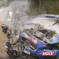 Video: Austrālijas rallija pilote Mollija Teilore piedzīvo pamatīgu avāriju WRC posmā savās mājās
