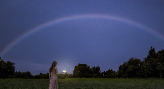 В Литве впервые зафиксировано редкое явление: двойная радуга во время суперлуния