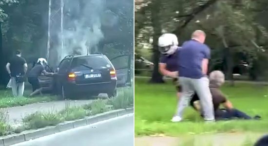 Video: VW vadītājs Rīgā taranē visu pēc kārtas; aculiecinieki viņu izrauj no auto