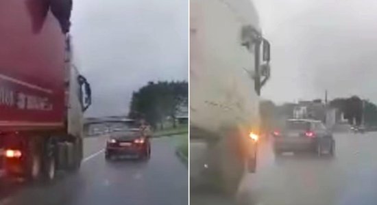 Video: Kravas auto vadītājs uz Salu tilta mēģina pārmācīt citu autobraucēju