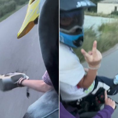 Video: Lapmežciemā četri jaunieši brauc uz viena mopēda un uz ceļa lej motoreļļu