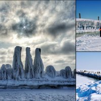 ФОТО. Фантастически красивые трехметровые ледовые торосы на берегу Рижского залива