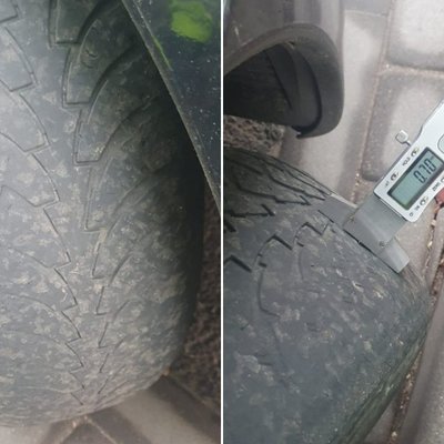 CSDD reidā Ventspilī numurzīmes atņemtas auto ar 0,7 mm protektora riepām