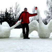 ФОТО. Белые лебеди: Станислав из Свенте вот уже 20 лет лепит потрясающие фигуры из снега