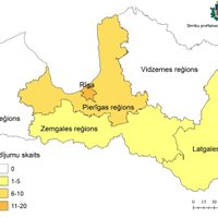 Опубликована карта распространения коронавируса в Латвии