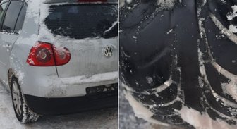 Foto: Policija Gulbenē noņēmusi numurzīmes auto ar 1,6 mm protektora riepām