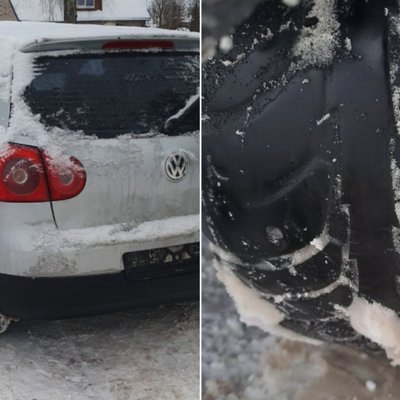 Foto: Policija Gulbenē noņēmusi numurzīmes auto ar 1,6 mm protektora riepām