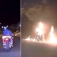 Video: ASV policisti netīšām aizdedzina bēgošu motociklistu