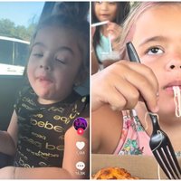 Astoņgadīga meitenīte kļūst slavena, pirmo reizi nogaršojot burgeru un picu