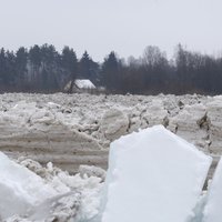 Izkustējies ledus sastrēgums lejpus Jēkabpils, ūdens līmenis Pļaviņās pieaug