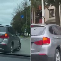 Video: Iereibusi BMW vadītāja Brīvības gatvē apstājas un tad iebrauc ceļa barjerā