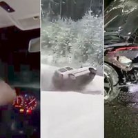 Video: Driftēšana piektdienas bagātīgajā sniegā vairākiem autovadītājiem beidzas ar avāriju