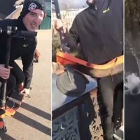 Video: Par elektriskā skrejriteņa iemešanu Rīgas kanālā aizturēts vīrietis