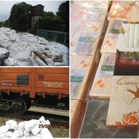Foto: VID muitnieki kravas vilcienos uziet 180 000 kontrabandas cigarešu