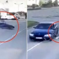 Video: Viļānos BMW lielā ātrumā notriec laternas stabu un aizbēg