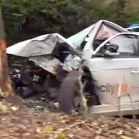 Trīs smagi cietušie Olainē pēc koplietošanas auto ietriekšanās kokā