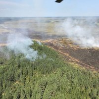 ФОТО: В волости Раматас горит лесное болото; огонь быстро распространяется