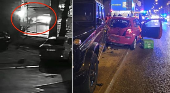 Video: Rīgas centrā policijas auto ietriecas 'Bolt' kurjera auto sānos
