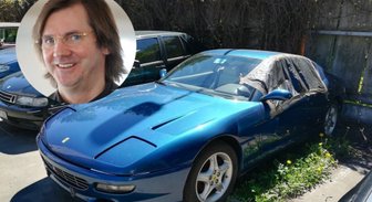 Foto: Izsolīs bijušajam miljonāram Bensonam piederošo 'Ferrari' sliktā stāvoklī