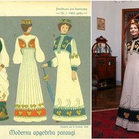 Modernās latvietes tautastērps. Jūgendstila muzejā tapis unikāls nacionālā dizaina paraugs