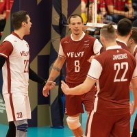 Latvijas volejbola izlase Liepājā Eiropas Zelta līgas mačā piekāpjas Igaunijai