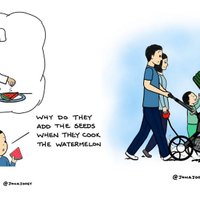 Foto: Tētis karikatūrās iemūžina amizantas sadzīves ainiņas no dzīves ar mazuli