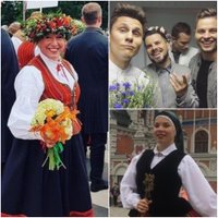 Foto: Kā slavenie latvieši ieskandināja Dziesmu un deju svētkus